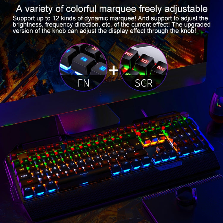 YINDIAO K100 USB Metal Mechanical Gaming Wired Keyboard, Mixed Light Blue Shaft(Black) - free shipping - PMC TechLife - Order now!