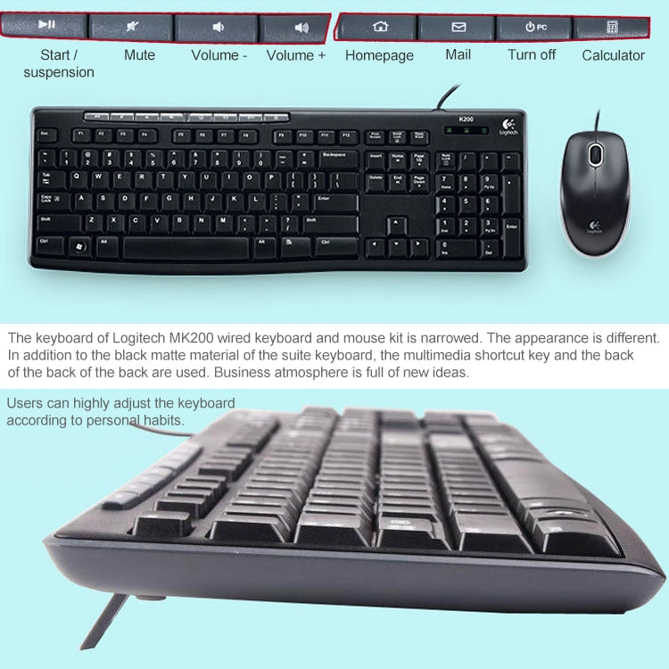 Logitech MK200 Wired Keyboard Mouse Set - Wired Keyboard by Logitech | Online Shopping South Africa | PMC Jewellery | Buy Now Pay Later Mobicred