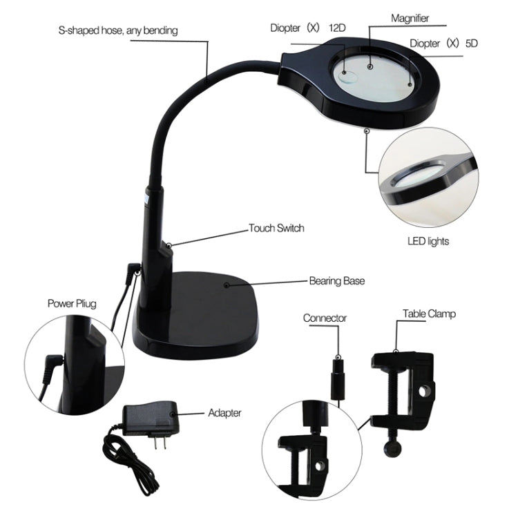 BEST Adjustable Desk Magnifier Lamp LED Light Magnifying Glass (Voltage 220V) - free shipping - PMC TechLife - Order now!