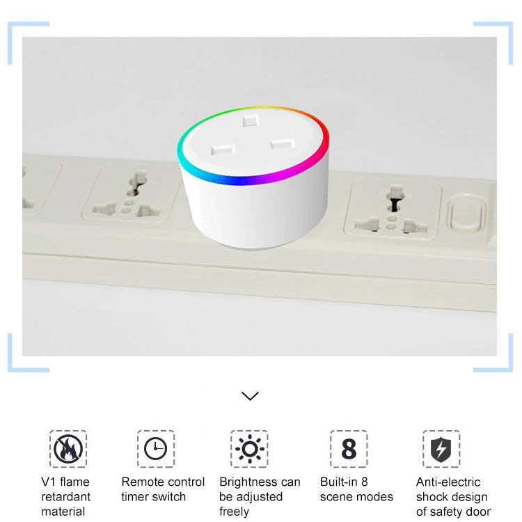 10A RGB Scene Light WiFi Remote Control Smart Socket Works with Alexa & Google Home, AC 220-240V, UK Plug - free shipping - PMC TechLife - Order now!