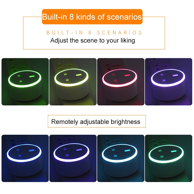 10A RGB Scene Light WiFi Remote Control Smart Socket Works with Alexa & Google Home, AC 220-240V, UK Plug - free shipping - PMC TechLife - Order now!
