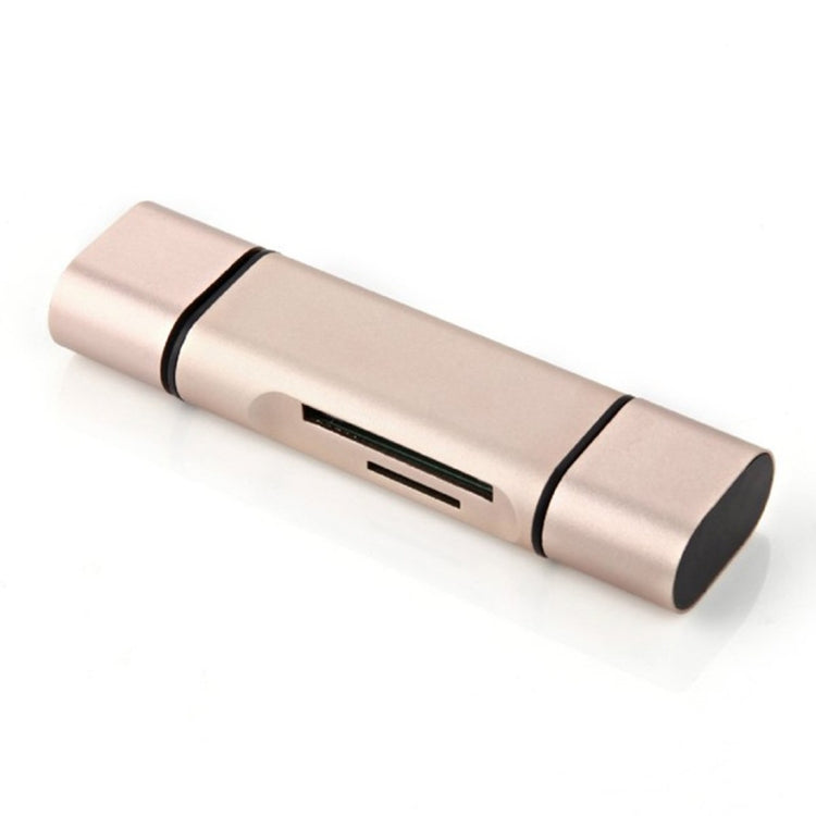 3 in 1 Type-c & Micro USB & USB 2.0 3 Ports SD / TF Card Reader for OTG Enabled Smartphones / PC(Gold) - free shipping - PMC TechLife - Order now!