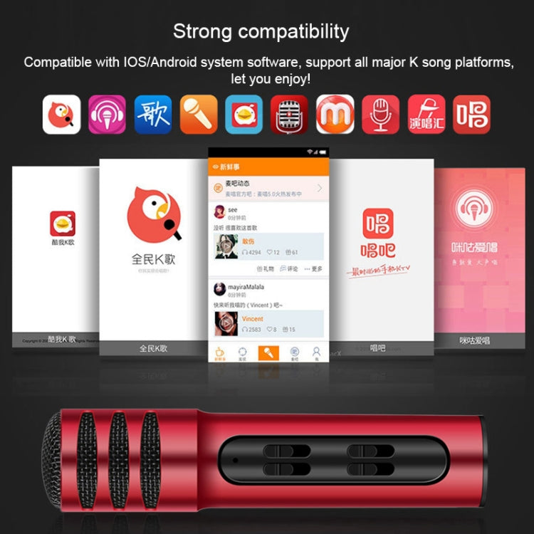 BGN-C7 Condenser Microphone Dual Mobile Phone Karaoke Live Singing Microphone Built-in Sound Card(Red) - Microphone by PMC TechLife | Online Shopping South Africa | PMC TechLife