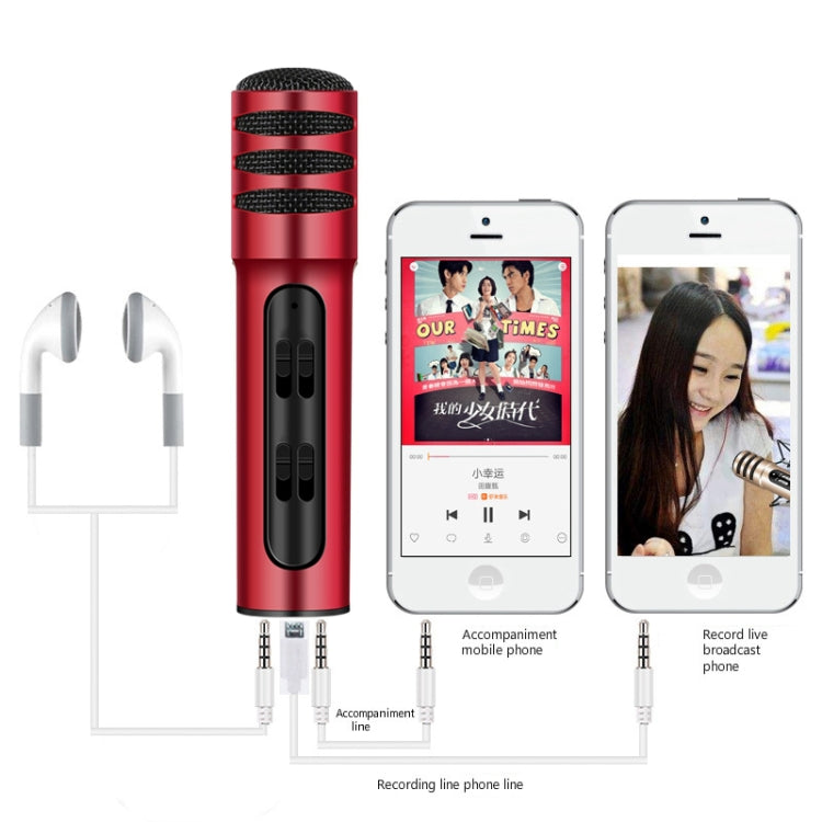 BGN-C7 Condenser Microphone Dual Mobile Phone Karaoke Live Singing Microphone Built-in Sound Card(Red) - Microphone by PMC TechLife | Online Shopping South Africa | PMC TechLife