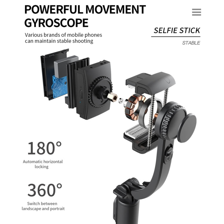 Q08 Gimbal Stabilizer Bluetooth Remote Control Tripod Selfie Stick (Black) - Selfie Light by PMC TechLife | Online Shopping South Africa | PMC TechLife