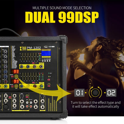 XTUGA PM1202 900W 10 Channel Stage Power Mixer 24Bit Multil-FX Processor Dual 99 DSP Effect DJ Amplifier (AU Plug) - Live Sound Effects Processors by XTUGA | Online Shopping South Africa | PMC Jewellery
