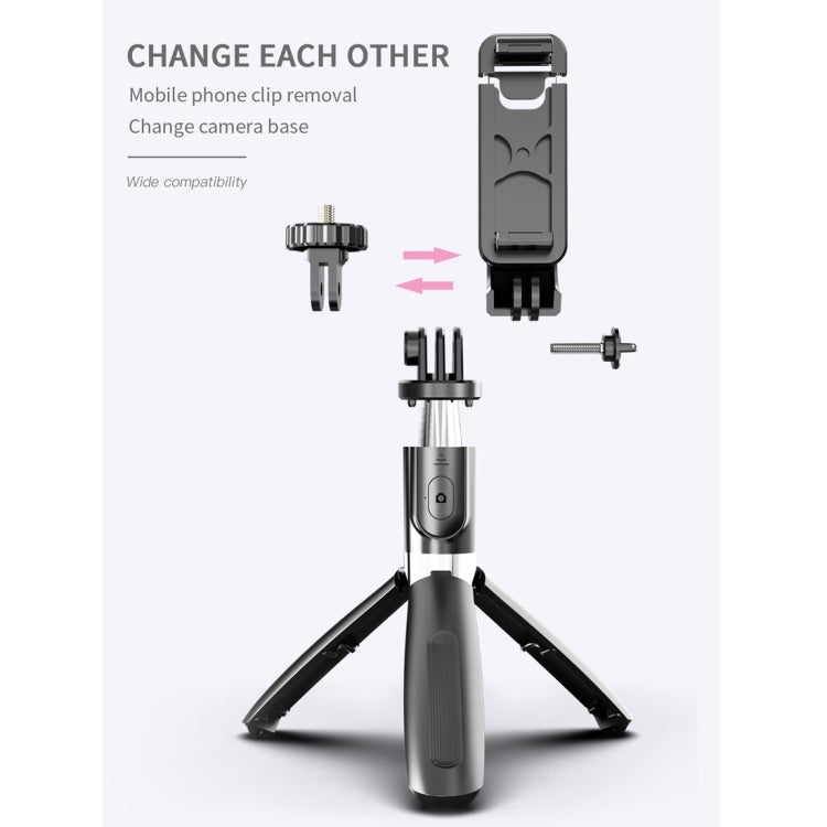 L02 100cm Multi-function Adjustable Bluetooth Self-timer Pole Tripod Selfie Stick (Black) - Selfie Sticks by PMC TechLife | Online Shopping South Africa | PMC TechLife
