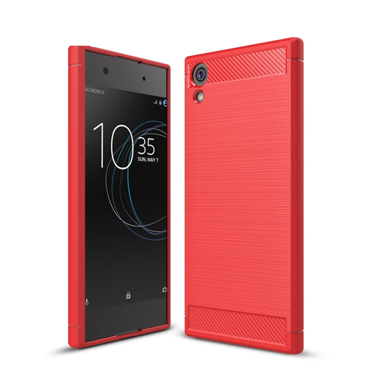For Sony Xperia XA1 Ultra Brushed Texture Carbon Fiber Shockproof TPU Rugged Armor Protective Case(Red) - free shipping - PMC TechLife - Order now!