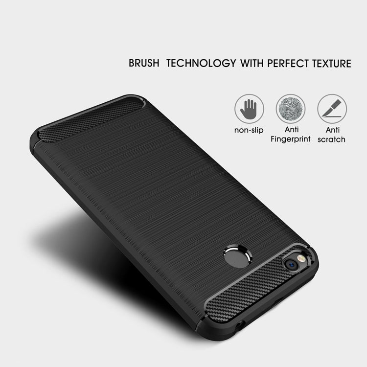 For Xiaomi  Redmi 4X  Brushed Carbon Fiber Texture Shockproof TPU Protective Cover Case (Black) - free shipping - PMC TechLife - Order now!