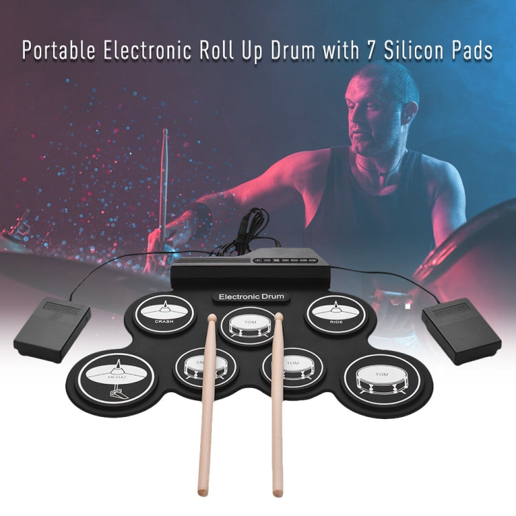 Portable Silicone Hand Roll USB Electronic Drum, Black Icon Version - Percussion Instruments by PMC TechLife | Online Shopping South Africa | PMC TechLife