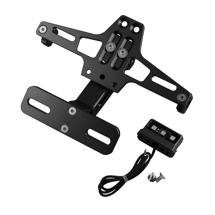 LPF013 Motorcycle Modification Accessories Universal Aircraft Shape Aluminum Alloy License Plate Bracket with LED Lights(Black) - Others by PMC TechLife | Online Shopping South Africa | PMC TechLife