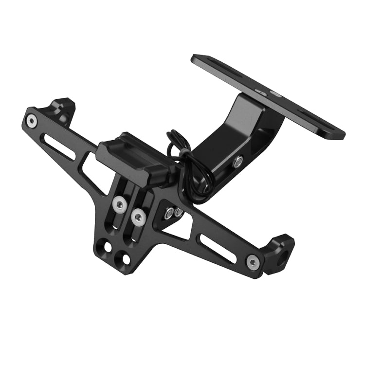 LPF013 Motorcycle Modification Accessories Universal Aircraft Shape Aluminum Alloy License Plate Bracket with LED Lights(Black) - Others by PMC TechLife | Online Shopping South Africa | PMC TechLife