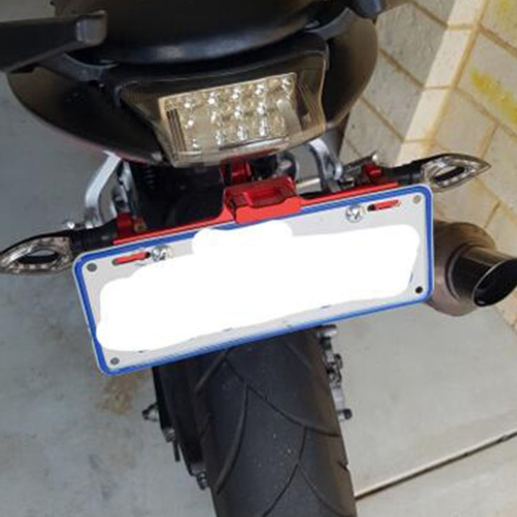 LPF013 Motorcycle Modification Accessories Universal Aircraft Shape Aluminum Alloy License Plate Bracket with LED Lights(Black) - Others by PMC TechLife | Online Shopping South Africa | PMC TechLife