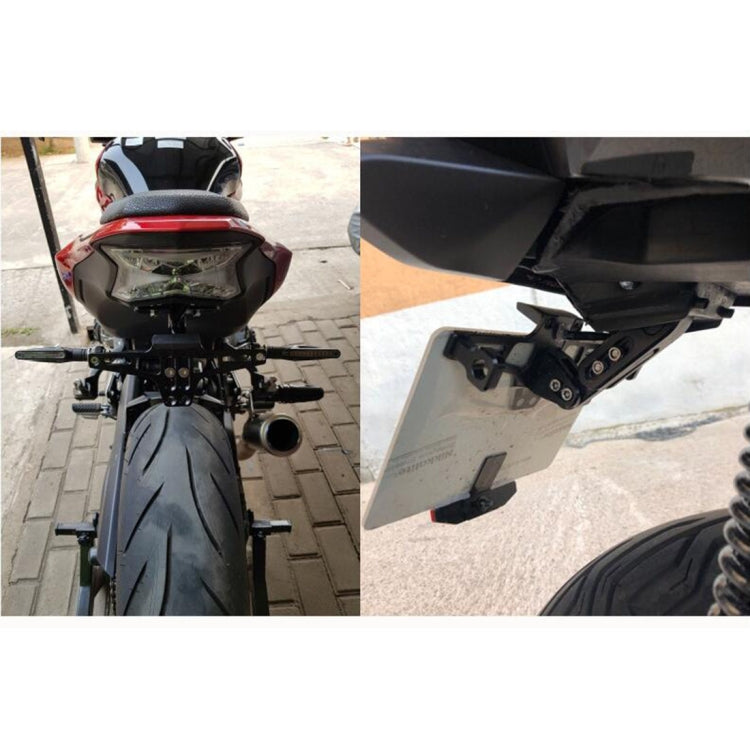 LPF013 Motorcycle Modification Accessories Universal Aircraft Shape Aluminum Alloy License Plate Bracket with LED Lights(Black) - Others by PMC TechLife | Online Shopping South Africa | PMC TechLife