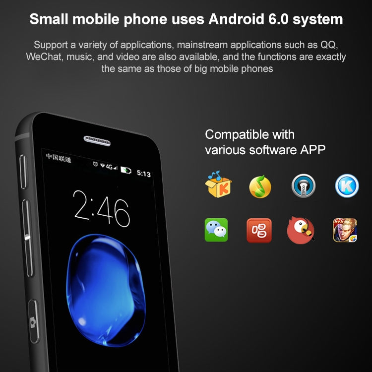 MELROSE S9X, 1GB+8GB, 2.45 inch, Android 5.1 MTK6580 Quad Core, Support Bluetooth / WiFi, Network: 3G(Black) - free shipping - PMC TechLife - Order now!