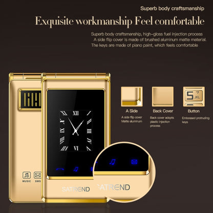 SATREND A15-M Dual-screen Flip Elder Phone, 3.0 inch + 1.77 inch, MTK6261D, Support FM, Network: 2G, Big Keys, Dual SIM(Gold) - SATREND by SATREND | Online Shopping South Africa | PMC Jewellery