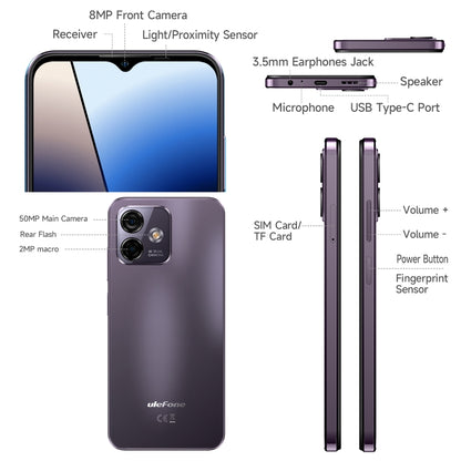 [HK Warehouse] Ulefone Note 16 Pro, 8GB+128GB, Dual Back Cameras, Face ID & Side Fingerprint Identification, 4400mAh Battery, 6.52 inch Android 13 Unisoc T606 OctaCore up to 1.6GHz, Network: 4G, Dual SIM, OTG(Purple) - Ulefone by Ulefone | Online Shopping South Africa | PMC Jewellery