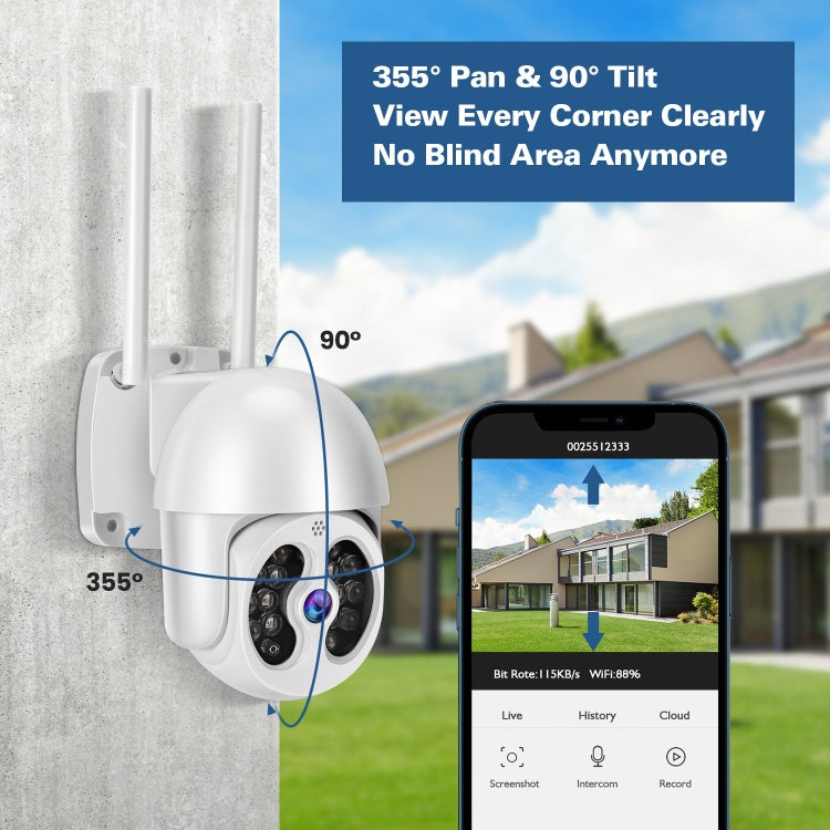 Tuya QX56 3.0 Million Pixels IP66 Waterproof 2.4G Wireless IP Camera, Support Amazon Alexa & Google Home & Motion Detection & Two-way Audio & Full Color Night Vision & TF Card, AU Plug - Dome Camera by PMC Jewellery | Online Shopping South Africa | PMC Jewellery