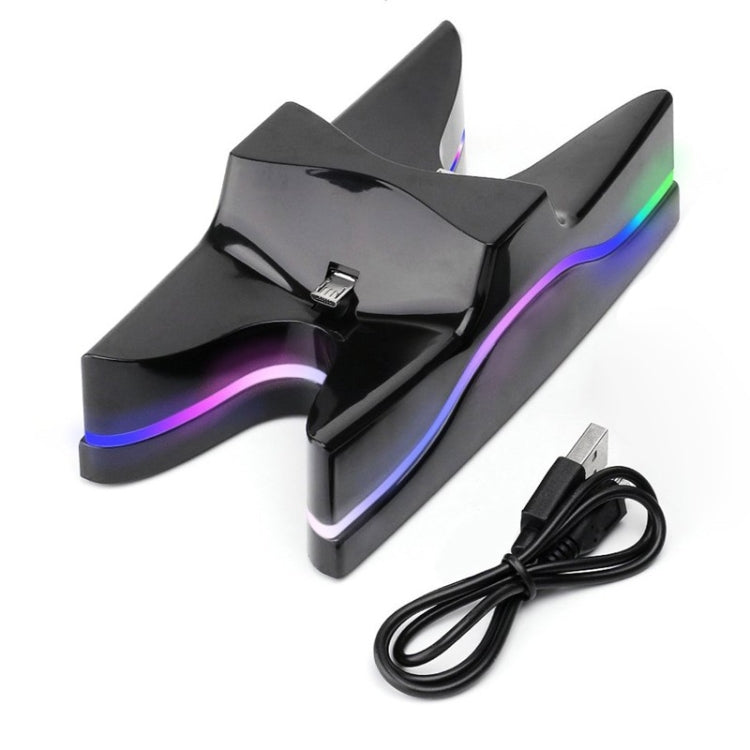 Special UFO Shape 2 x USB Charging Dock Station Stand / Controller Charging Stand for PS4 Playstation 4  with Multi Colors LED(Black) - Charger & Power by PMC Jewellery | Online Shopping South Africa | PMC Jewellery