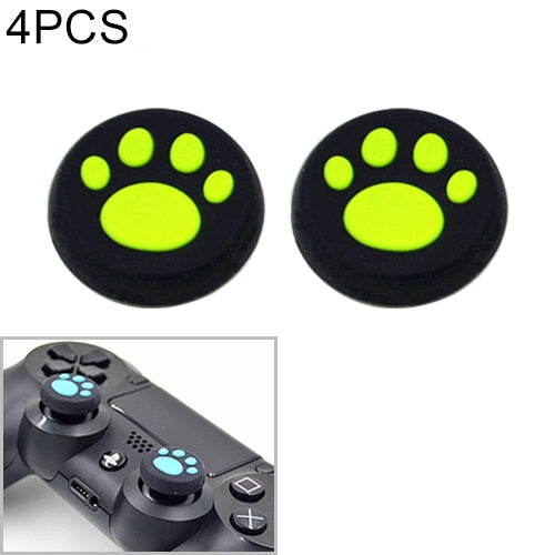 4 PCS Cute Cat Paw Silicone Protective Cover for PS4 / PS3 / PS2 / XBOX360 / XBOXONE / WIIU Gamepad Joystick(Green) - Cases by PMC Jewellery | Online Shopping South Africa | PMC Jewellery