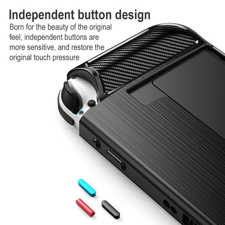 Carbon Fiber TPU Shockproof Protective Case For Nintendo Switch OLED(Red) - Cases by PMC Jewellery | Online Shopping South Africa | PMC Jewellery