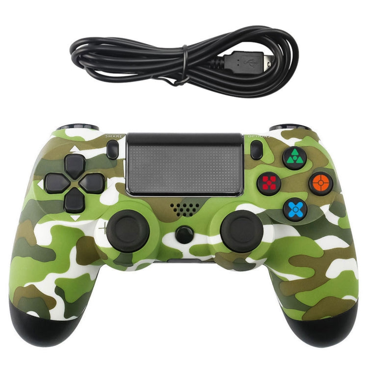 Green Camouflage Snowflake Button Wired Gamepad Game Handle Controller for PS4 - Gamepads by PMC Jewellery | Online Shopping South Africa | PMC Jewellery