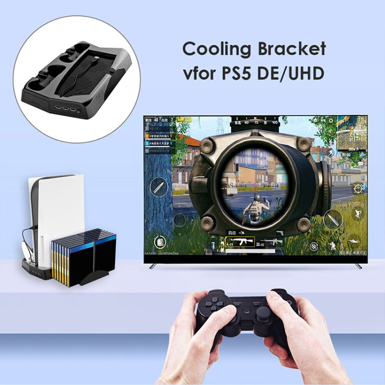 KJH P5-010-2 Multi-function Charging Cooling Fan Base with Storage Tray Bracket For PS5 De / UHD - Charger & Power by PMC TechLife | Online Shopping South Africa | PMC TechLife