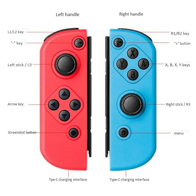 Left and Right Bluetooth Wireless Joypad Gamepad Game Controller for Switch(Black) - Gamepads by PMC TechLife | Online Shopping South Africa | PMC TechLife