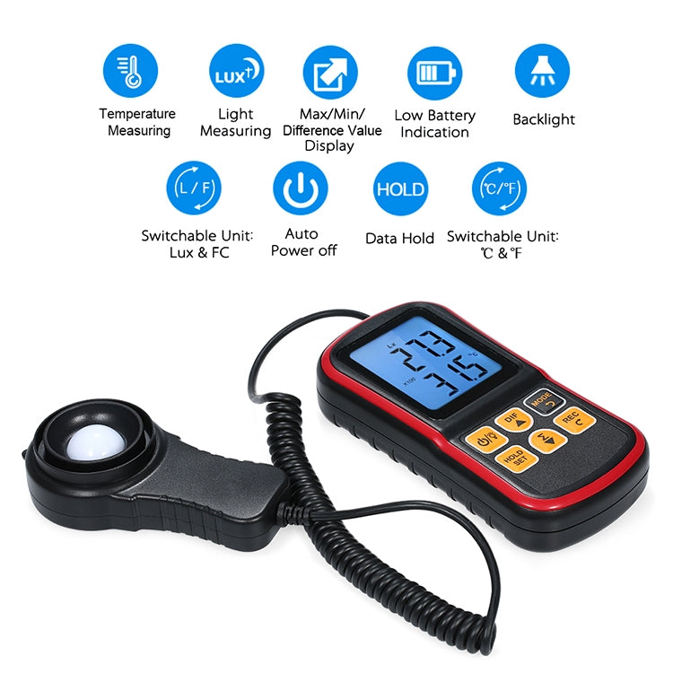 BENETECH GM1030 Portable Split Digital Illuminometer LUX Meter - Light & Sound Meter by BENETECH | Online Shopping South Africa | PMC TechLife | Buy Now Pay Later Mobicred