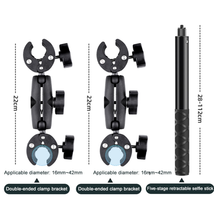 Motorcycle Double Dual-heads Crabs Clamps Handlebar Fixed Mount Selfie Stick - free shipping - PMC TechLife - Order now!