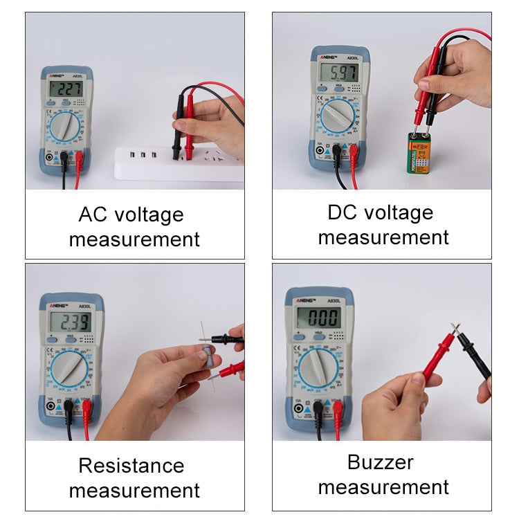 ANENG A830L Handheld Multimeter Household Electrical Instrument (Yellow Grey) - Current & Voltage Tester by ANENG | Online Shopping South Africa | PMC TechLife | Buy Now Pay Later Mobicred