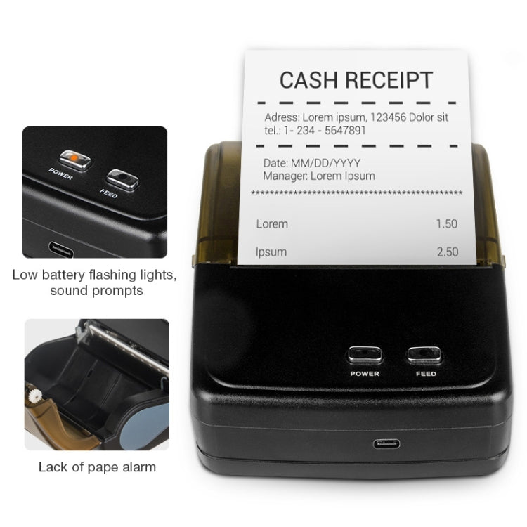 QS-8001 Portable 80mm Bluetooth POS Receipt Thermal Printer(Black) - Receipt Printers by PMC TechLife | Online Shopping South Africa | PMC TechLife | Buy Now Pay Later Mobicred