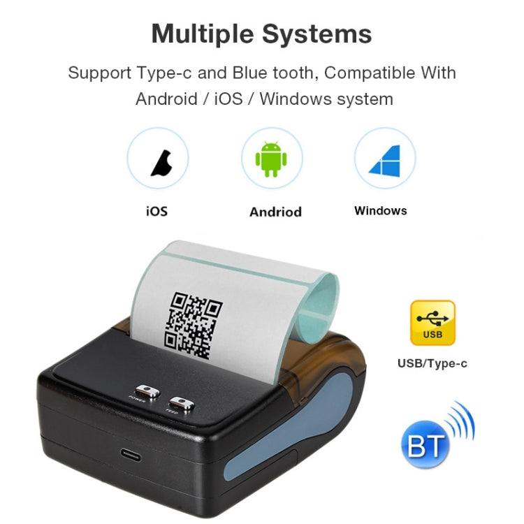 QS-8001 Portable 80mm Bluetooth POS Receipt Thermal Printer(Black) - Receipt Printers by PMC TechLife | Online Shopping South Africa | PMC TechLife | Buy Now Pay Later Mobicred