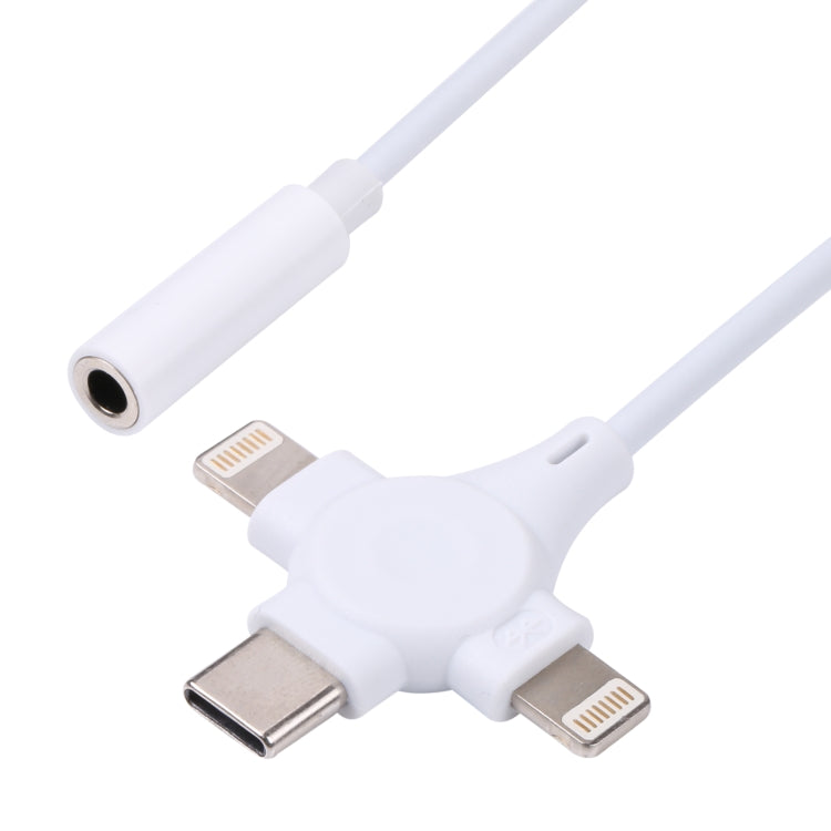 Dual 8 Pin+USB-C/Type-C Male to 3.5mm Female Digital Audio Adapter Cable - Earphone Adapter by PMC TechLife | Online Shopping South Africa | PMC TechLife
