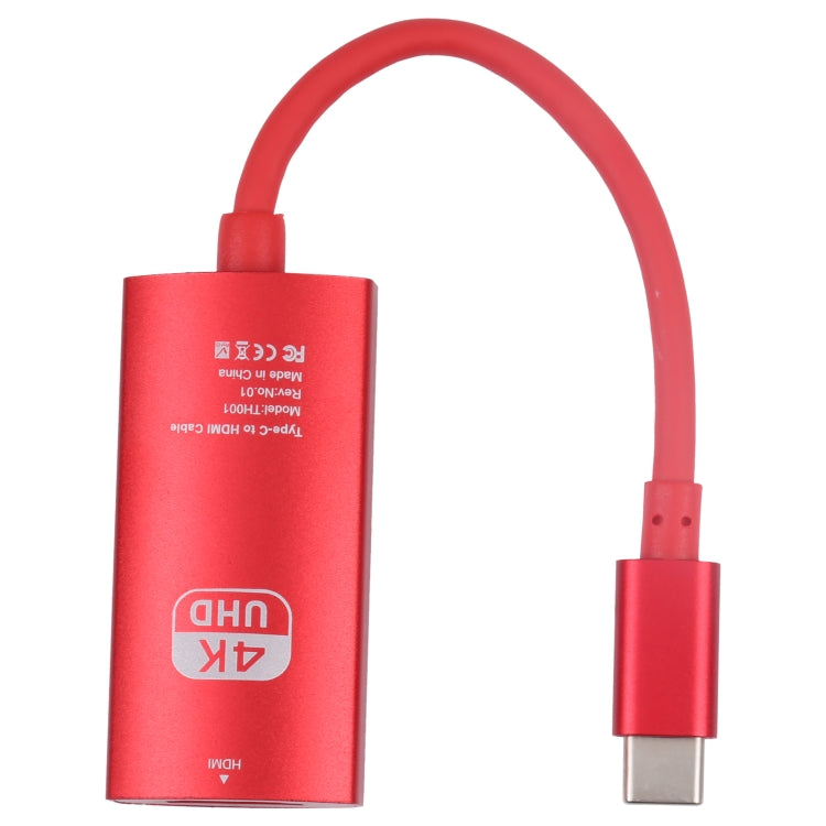 TH001 USB-C / Type-C Male to HDTV Female 4K UHD Adapter(Red) - Converter & Adapter by PMC TechLife | Online Shopping South Africa | PMC TechLife