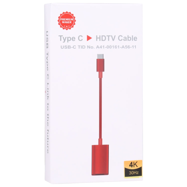 TH001 USB-C / Type-C Male to HDTV Female 4K UHD Adapter(Red) - Converter & Adapter by PMC TechLife | Online Shopping South Africa | PMC TechLife