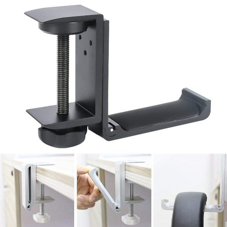 Desktop Lock Clip Type Metal Foldable Headset Stand Display Hanger(Black) - Anti-lost & Holder by PMC TechLife | Online Shopping South Africa | PMC TechLife