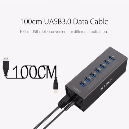 ORICO A3H7 Aluminum High Speed 7 Ports USB 3.0 HUB with 12V/2.5A Power Supply for Laptops(Black) - USB 3.0 HUB by ORICO | Online Shopping South Africa | PMC Jewellery | Buy Now Pay Later Mobicred