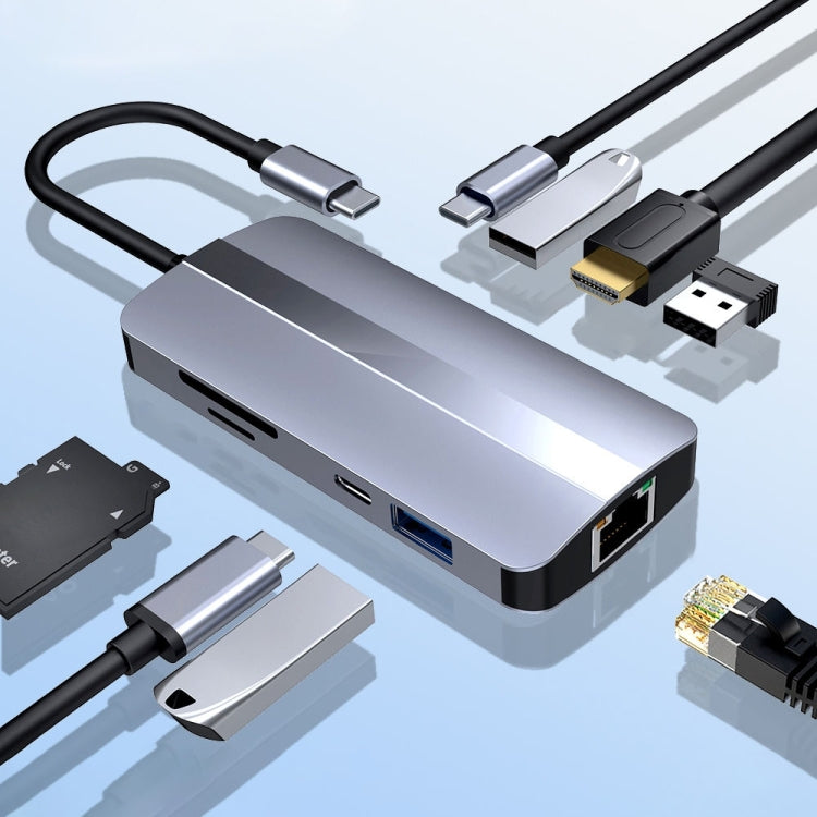 BYL-2206 9 in 1 USB-C / Type-C to USB Multifunctional Docking Station HUB Adapter - USB HUB by PMC TechLife | Online Shopping South Africa | PMC TechLife