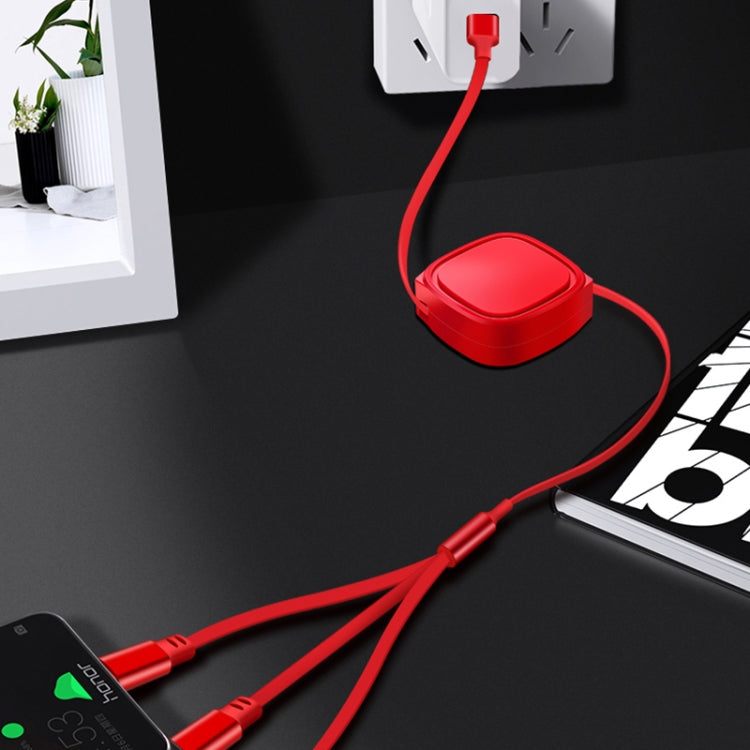 1.2m 3.5A Max 3 in 1 USB to USB-C / Type-C + 8Pin + Micro USB Retractable Charging Cable(White) - Multifunction Cable by PMC TechLife | Online Shopping South Africa | PMC TechLife