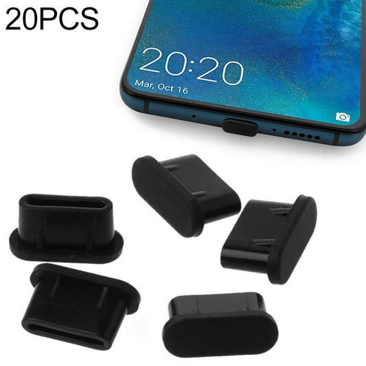 20 PCS Silicone Anti-Dust Plugs for USB-C / Type-C Port(Black) - Gadget by PMC Jewellery | Online Shopping South Africa | PMC Jewellery