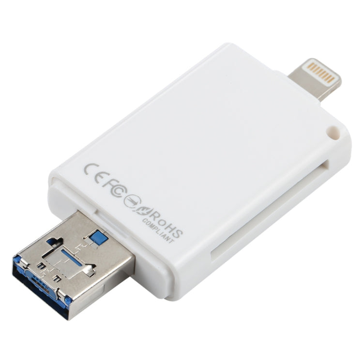 NK-208 3 in 1 i-Flash TF Card / SD Card Reader For 8 Pin + USB 2.0 + Micro USB Devices(White) - U Disk & Card Reader by PMC TechLife | Online Shopping South Africa | PMC TechLife