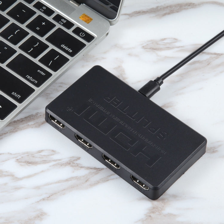 3D 4K HDMI Splitter Box, 1 Input x 4 Output, USB Power Supply(Black) - Splitter by PMC TechLife | Online Shopping South Africa | PMC TechLife | Buy Now Pay Later Mobicred
