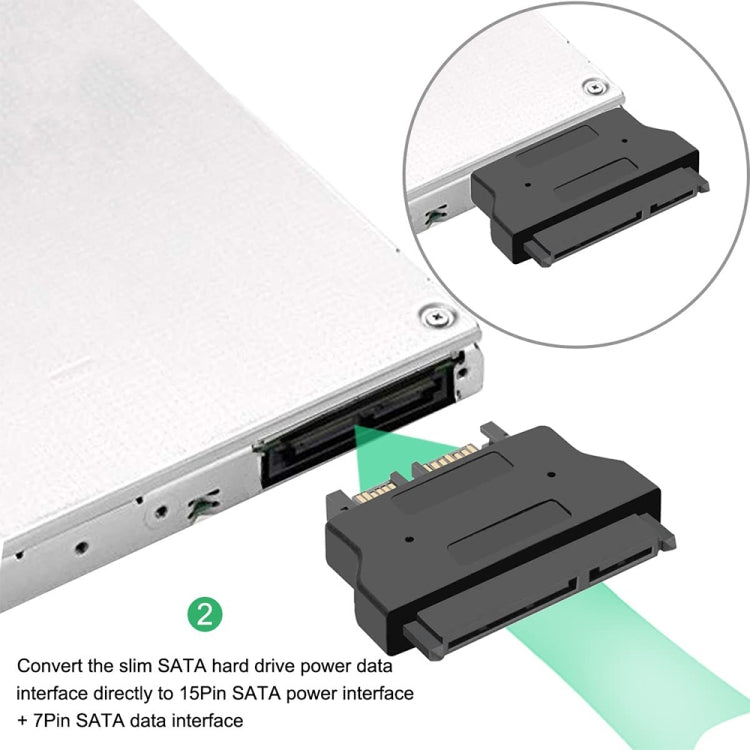 SATA 22 Pin Female to SLIMLINE SATA 13 Pin Male Adapter - free shipping - PMC TechLife - Order now!