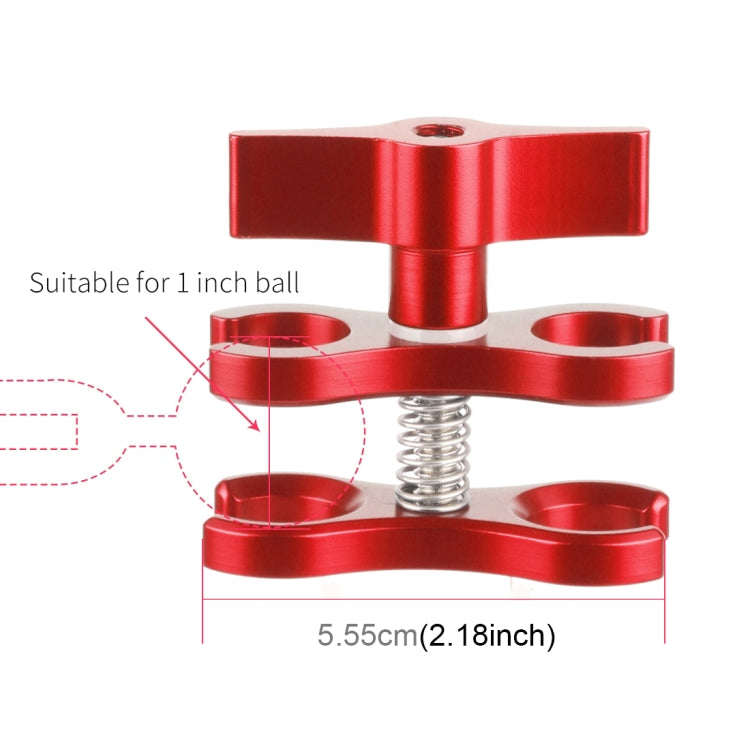 PULUZ Dual Ball Clamp Open Hole Diving Camera Bracket CNC Aluminum Spring Flashlight Clamp for Diving Underwater Photography System(Red) - Diving Accessories by PULUZ | Online Shopping South Africa | PMC TechLife | Buy Now Pay Later Mobicred