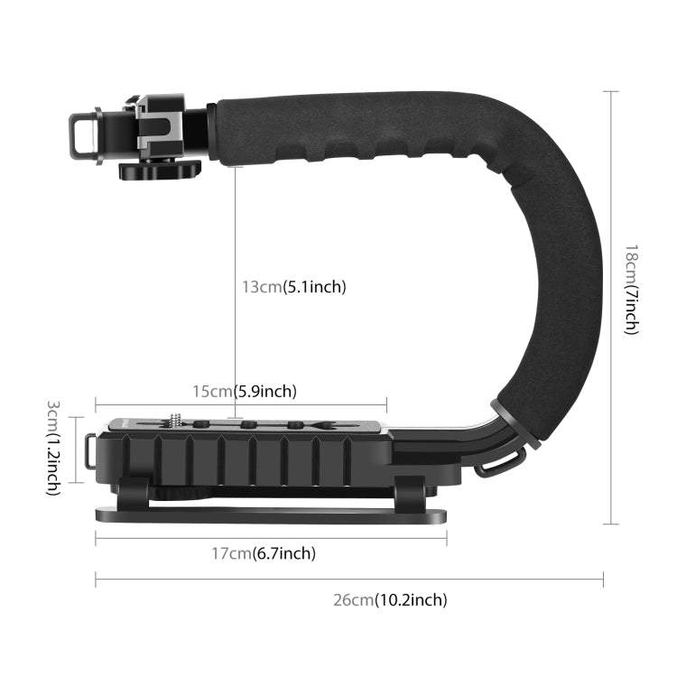 PULUZ U/C Shape 3-Head Cold Shoes Portable Handheld DV Bracket Stabilizer for All SLR Cameras and Home DV Camera - free shipping - PMC TechLife - Order now!