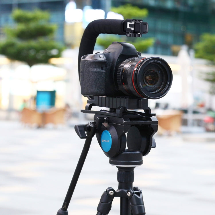 PULUZ U/C Shape 3-Head Cold Shoes Portable Handheld DV Bracket Stabilizer for All SLR Cameras and Home DV Camera - free shipping - PMC TechLife - Order now!