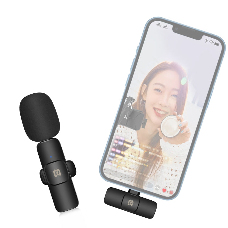 PULUZ Wireless Lavalier Noise Reduction Reverb Microphone for 8-Pin Device, Support Phone Charging(Black) - Microphone by PULUZ | Online Shopping South Africa | PMC TechLife