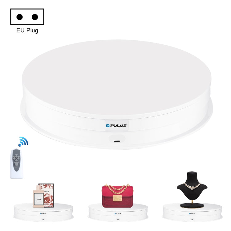 PULUZ 30cm Adjusting Speed Rotating Turntable Display Stand, Load 10-15kg, EU Plug(White) - free shipping - PMC TechLife - Order now!