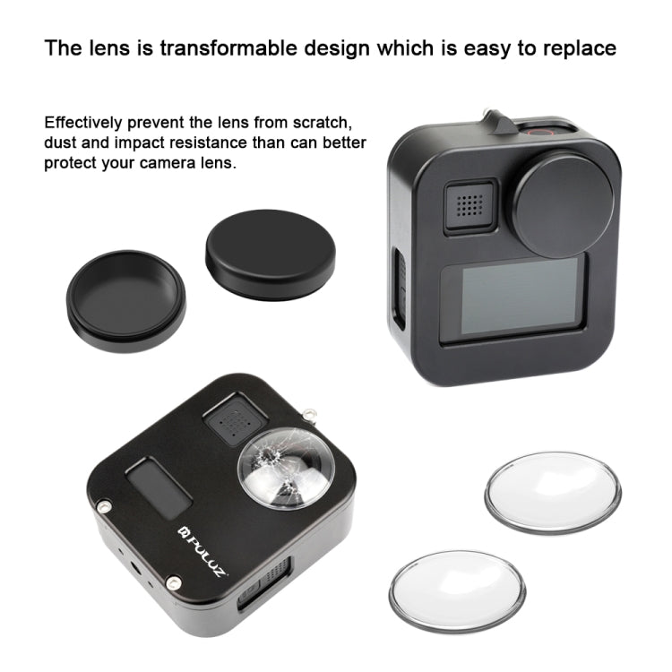 PULUZ Housing Shell CNC Aluminum Alloy Protective Cage for GoPro Max(Black) - Metal Cases by PULUZ | Online Shopping South Africa | PMC TechLife | Buy Now Pay Later Mobicred